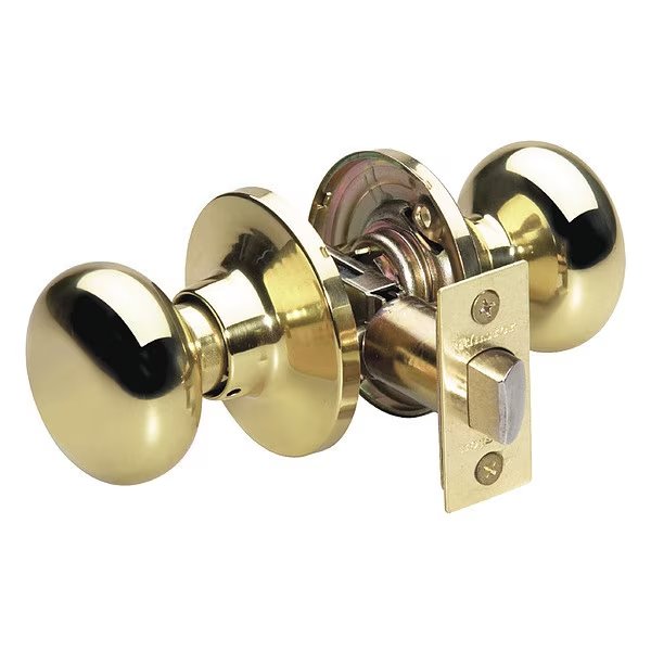 Knob Lockset, Biscuit Style, Polished Brss, Master Lock, Mfr#: BC0403BOX