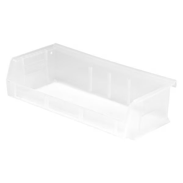 Hang & Stack Storage Bin, Clear, polypropylene, 5 3/8 in L x 11 in W x 3 in H, 60 lb Load Capacity, QUANTUM STORAGE SYSTEMS, Mfr# QUS232CL