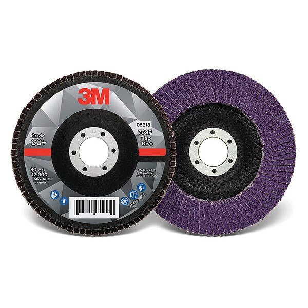 Flap Disc, 5 in Dia, 7/8 in Arbor, 60 Grit, 3M, Mfr# 60440351512