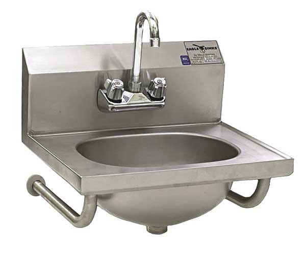 Hand Sink, Wall, 18-7/8 In. L, 14-3/4 In. W, EAGLE GROUP, Mfr# HSA-10-FTWS