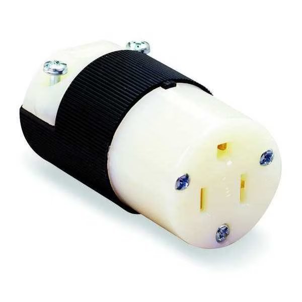 Straight Blade Connector, Female, NEMA 5-15R, 15 A, 125V AC, 2 Poles, 3 Wires, Black/White, Hubbell, Mfr#: HBL5269C