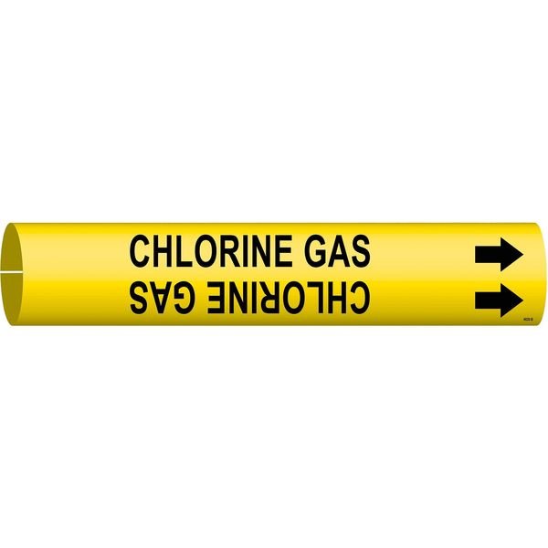 Pipe Marker, Chlorine Gas, 1-1/2to2-3/8 In, BRADY, Mfr# 4026-B
