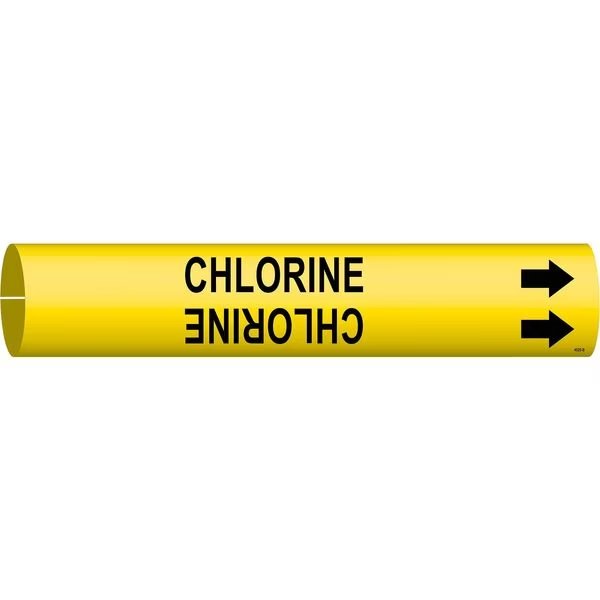 Pipe Marker, Chlorine, Yl, 1-1/2 to2-3/8 In, Brady, Mfr#: 4025-B