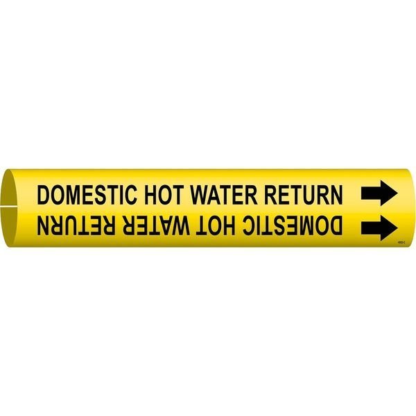Pipe Marker, Domestic Hot Water Return, Y, 4052-C, BRADY, Mfr# 4052-C