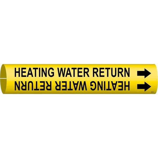 Pipe Marker, Heating Water Return, Yellow, 4072-C, Brady, Mfr#: 4072-C