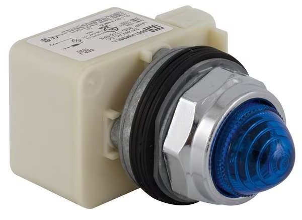 Pilot Light, LED, 120V, 30mm, Chrome, BL, SCHNEIDER ELECTRIC, Mfr# 9001KP38LLL9