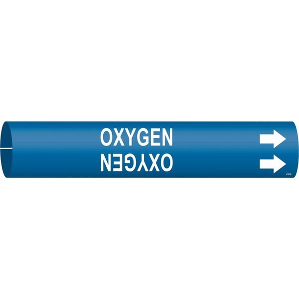 Pipe Marker, Oxygen, Blue, 4 to 6 In, BRADY, Mfr# 4107-D