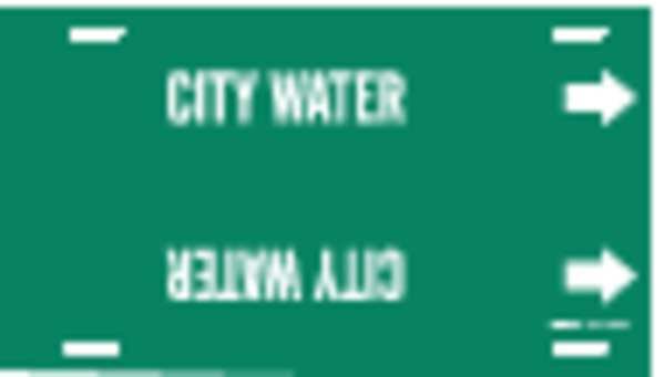 Pipe Marker, City Water, Green, 10 to 15 In, BRADY, Mfr# 4028-H