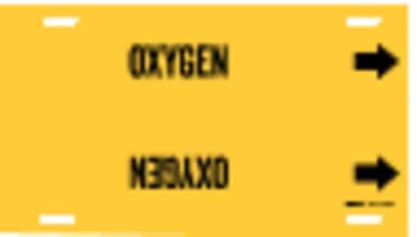 Pipe Marker, Oxygen, Yellow, 8 to 9-7/8 In, BRADY, Mfr# 4105-G