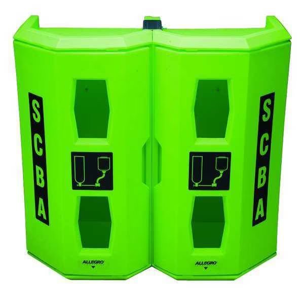 Hi-Viz Green Dual SCBA Wall Case, ALLEGRO INDUSTRIES, Mfr# 4350