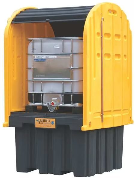 Covered IBC Containment Unit, 372 gal Spill Capacity, Fiberglass, Polyethylene, JUSTRITE, Mfr# 28677