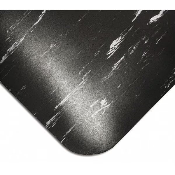 Antifatigue Mat, Black, 5 ft. L x 3 ft. W, PVC Surface With Recycled Urethane Sponge, 7/8