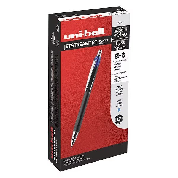 Retractable Rollerball Pen, 1 mm, Blue PK12, UNI-BALL, Mfr# 73833
