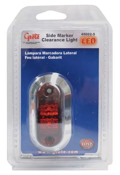 Side Marker Lamp, LED, 2-1/2 In, Red, Grote, Mfr#: 45002-5