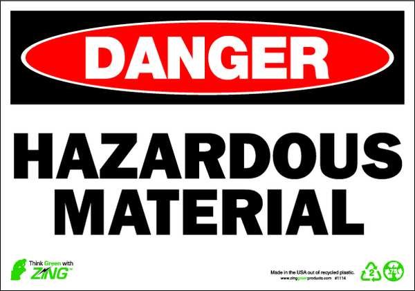 Danger Sign, 7 in H, 10 in W, Plastic, Rectangle, English, 1114, Zing, Mfr#: 1114