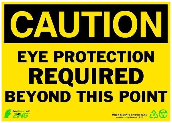 Caution Sign, 10 in Height, 14 in Width, Plastic, Rectangle, English, Zing, Mfr#: 2147