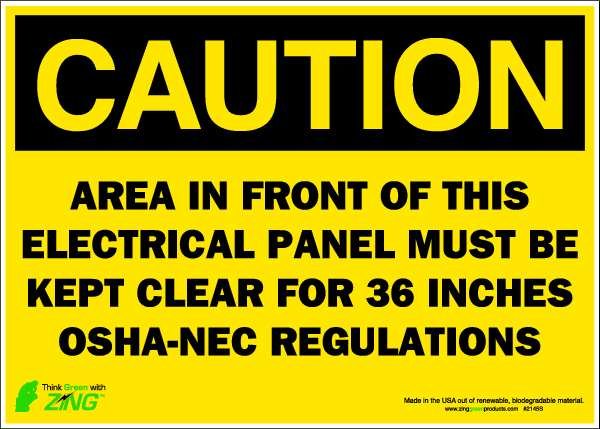 CAUTION Sign, Electrical Panel, 10X14