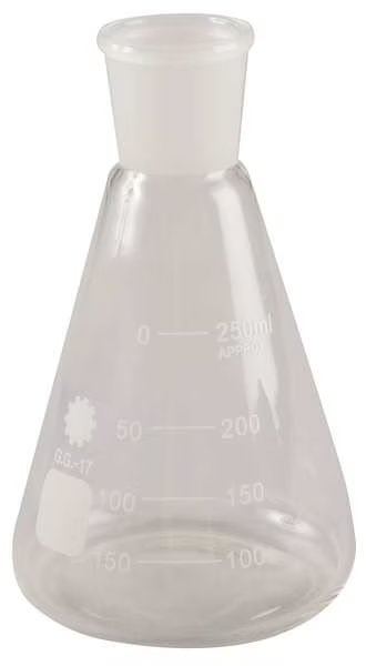Conical Flask, Ground Mouth, 250 mL, PK12, Lab Safety Supply, Mfr#: 5YHR2