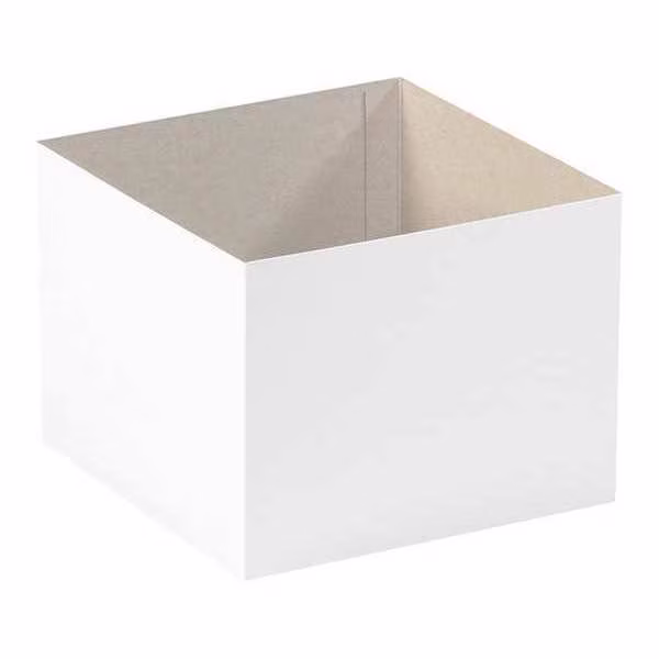 Deluxe Gift Box Bottoms, 8 in Inside Lg, 8 in Inside W, 6 in Inside H, White, Fiberboard, 50 PK