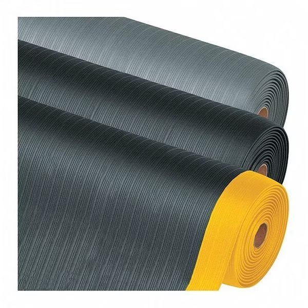 Economy Anti-Fatigue Mat, Black/Yellow, 6 ft. L x 2 ft. W, PVC Closed Cell Foam, 3/8