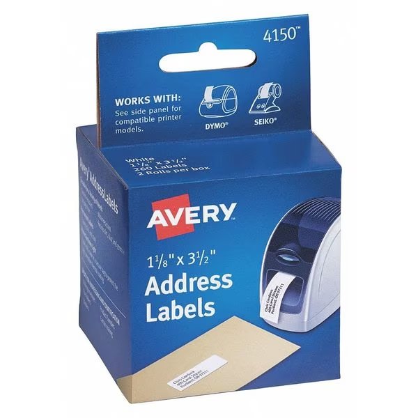 Address Labels, 260, White, PK2, AVERY DENNISON, Mfr# 4150