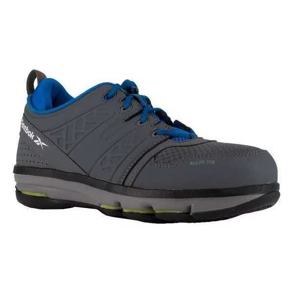 Size 7-1/2W Men's Athletic Shoe Alloy Work Shoe, Gray/Blue, REEBOK, Mfr# RB3604