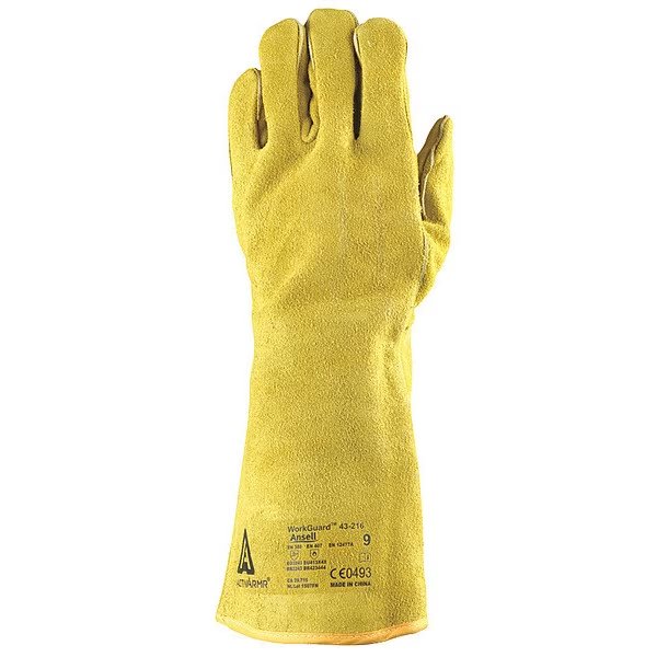 MIG Welding Gloves, Cowhide Palm, L, PR, ANSELL, Mfr# 43-216