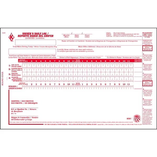 Bilingual Drivers Logbook, With Carbon, Jj Keller, Mfr#: 8581