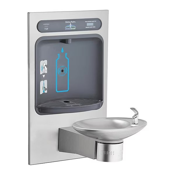 Indoor, Yes ADA, HydroBoost Bottl Fill Statn, Fountn, Fltrd, Elkay, Mfr#: HTHBWF-OVLEBP-I