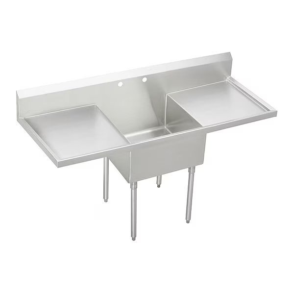 Weldbilt Scullery Sink Lustertone, Floor Mount, 2 Hole, Buffed Satin Finish, ELKAY, Mfr# WNSF8130LR2