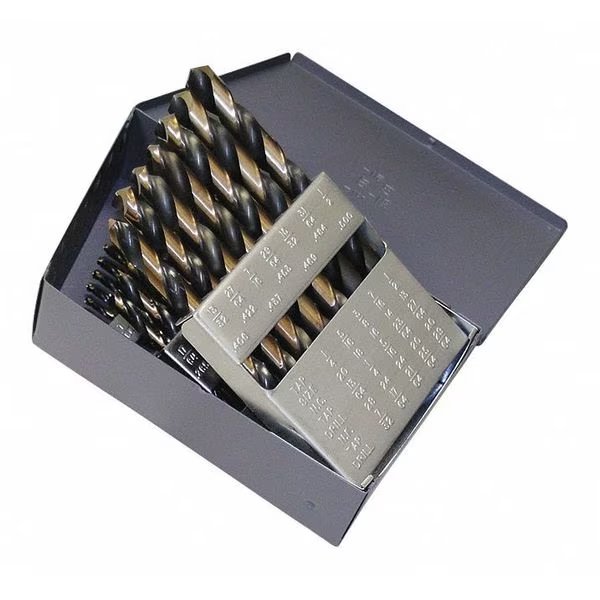 29PC 135° Heavy-Duty Jobber Length Drill Set Cle-Line 1879 Black & Gold HSS 1/16-1/2x1/64, CLE-LINE, Mfr# C18122