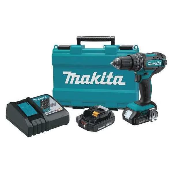 18.0 V Hammer Drill, Battery Included, 1/2 in Chuck, Makita, Mfr#: XPH10R