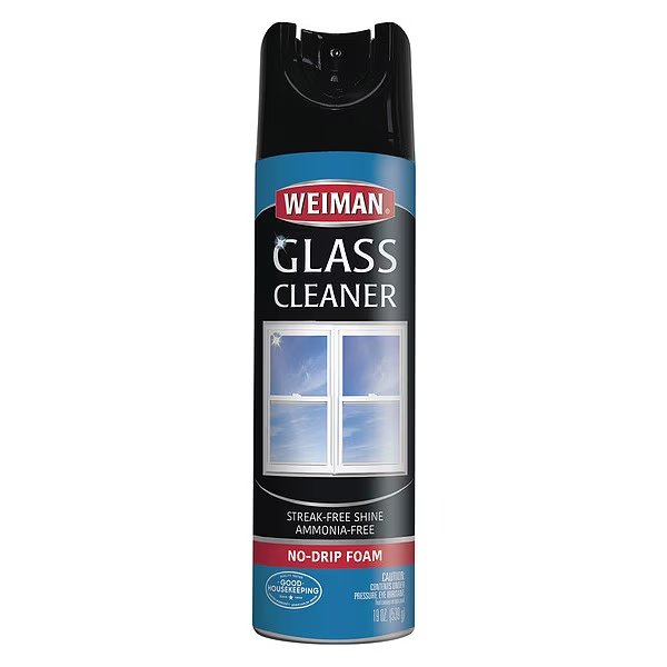 Liquid Glass Cleaner, 19 oz., Blue, Unscented, Aerosol Can, Weiman, Mfr#: 10