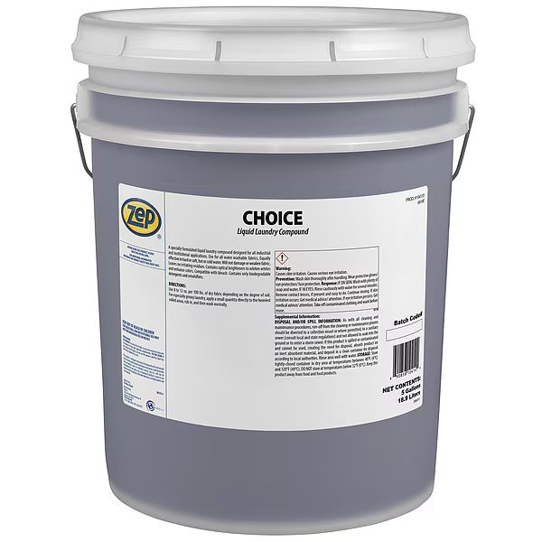 High Efficiency Laundry Detergent, 5 gal Pail, Liquid, Pleasant, White, Zep, Mfr#: 104135