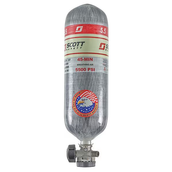 SCBA Cylinder, 5500 psi, 45 min., Filled, 3M Scott, Mfr#: 200969-01