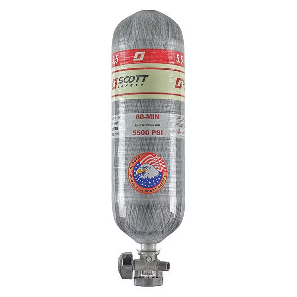 SCBA Cylinder, 5500 psi, 60 min., Filled, 3M Scott, Mfr#: 200972-01