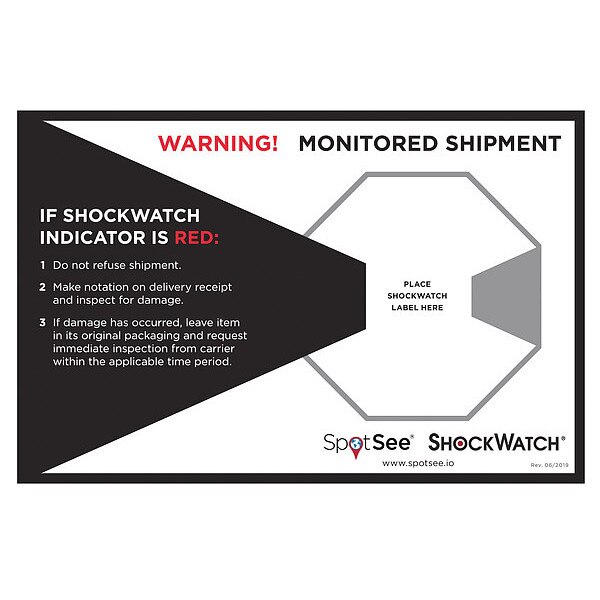 Shock Indicator Companion Label, PK500, Shockwatch, Mfr#: 26107