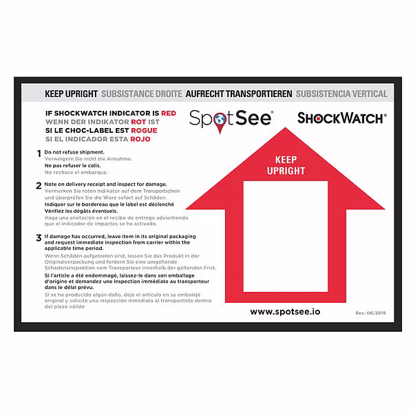 Shock Indicator Companion Label, PK200, Tiltwatch, Mfr#: 26119