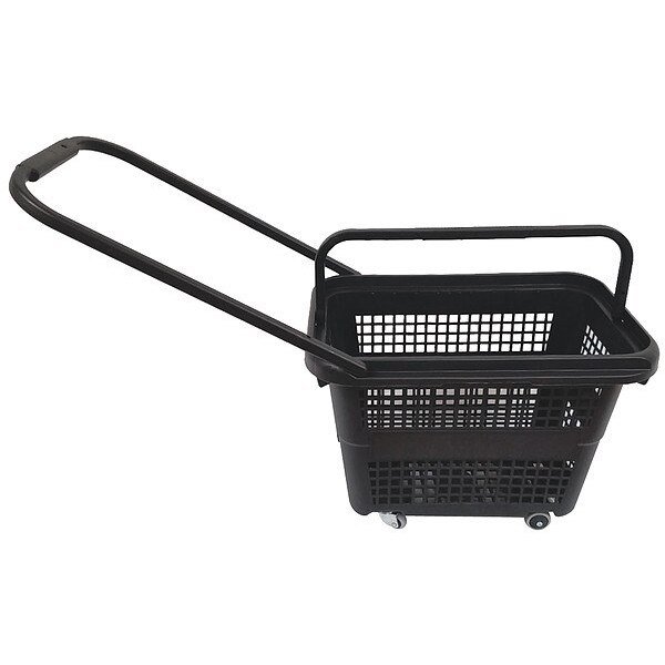 Rolling Hand Basket, PP, Black, 14 11/64 in, Shopping Basket, Mfr#: 114325NEG0