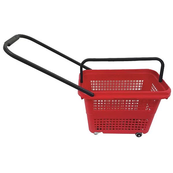 Rolling Hand Basket, PP, Red, 14 11/64 in, Shopping Basket, Mfr#: 114325ROJ0