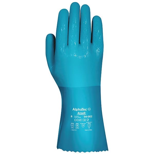 Chemical Resistant Gloves, 8, Blue, PR, Ansell, Mfr#: 04-002