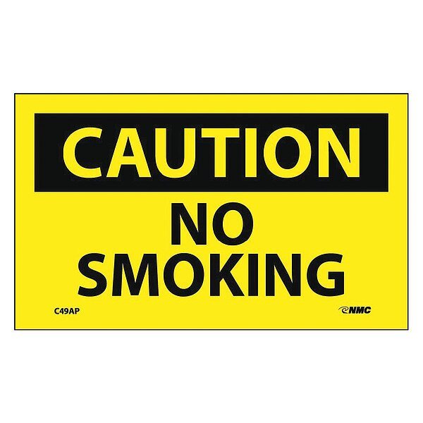 Caution No Smoking Label, Pk5, C49AP, NMC, Mfr# C49AP