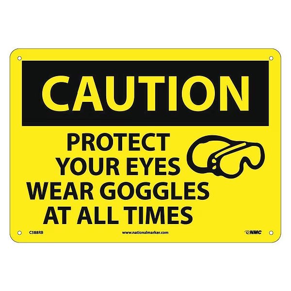 Caution Protect Your Eyes Sign, NMC, Mfr# C588RB