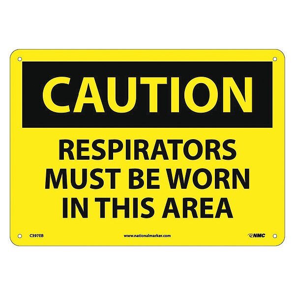 Caution Respirators Must Be Worn In This Area Sign, Nmc, Mfr#: C397EB