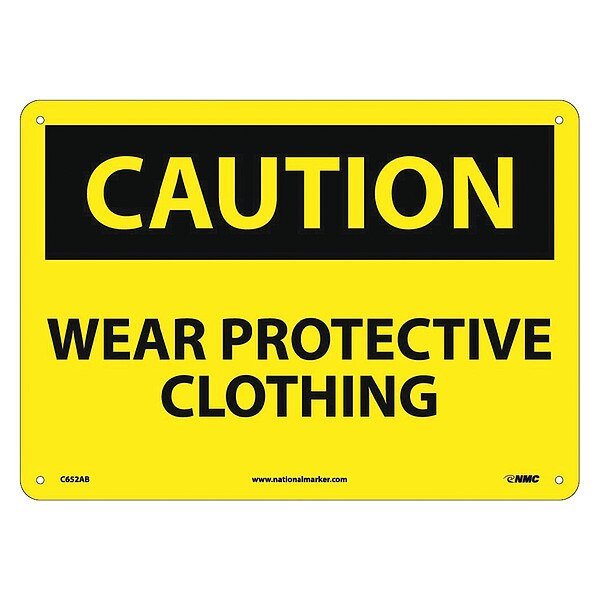 Caution Wear Protective Clothing Sign, NMC, Mfr# C652AB