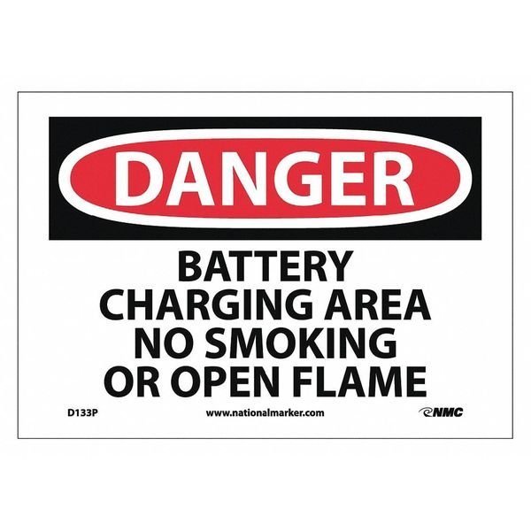 Danger Battery Charging Area Sign, D133P, Nmc, Mfr#: D133P