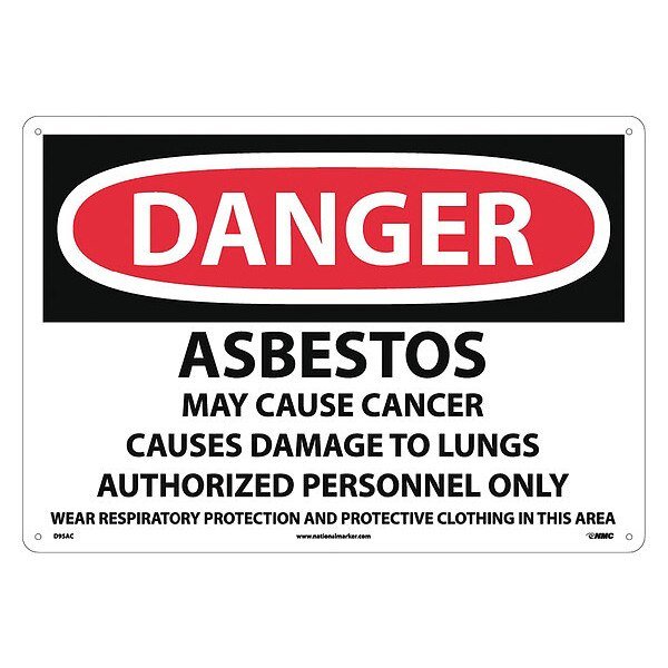 Danger Asbestos Sign, D95AC, NMC, Mfr# D95AC