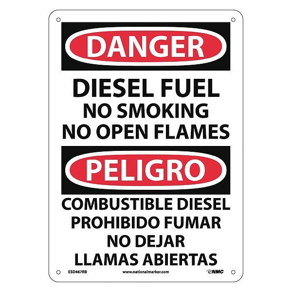 Danger Diesel Fuel Sign - Bilingual, ESD467RB, NMC, Mfr# ESD467RB