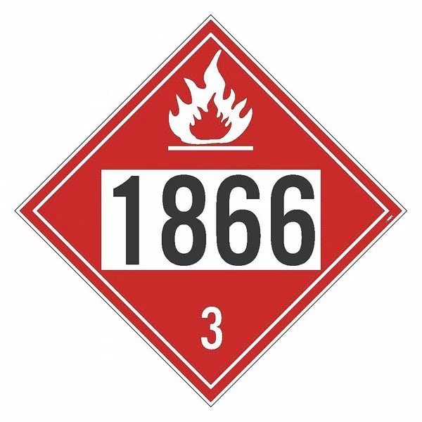 Dot Placard Sign, 1866 3, Material: Pressure Sensitive Removable Vinyl .0045, NMC, Mfr# DL142BPR