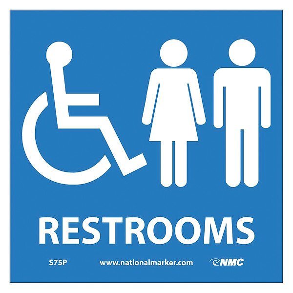 Ada Location Marker Restrooms Sign, S75P, NMC, Mfr# S75P